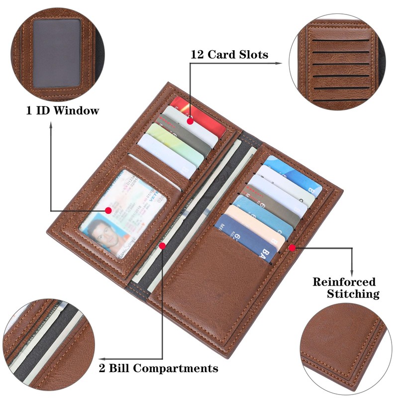 FALAN MULE Long Wallet for Men Leather Bifold Card Holder