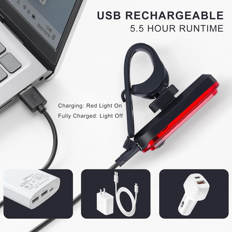 KunHe 4 Pack USB Rechargeable Bike Tail Lights Super Bright