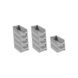 PROREGAL Economy Set 10 x Grey Storage Boxes 4.0 H x W x D 15 x 20 x 35 cm 7.2 Litres Storage Container Storage Box Assortment