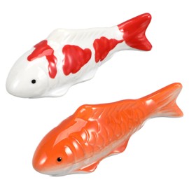 Toddmomy Set of 2 Floating Decorative Fish for Mini Pond: Ceramic Fish Pond Realistic Floating Fish Ceramic for Fairy Garden, Pond Fountain Decoration