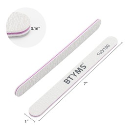 BTYMS 30Pcs 100/180 Grit Nail Files for Acrylic and Natural Nails，Double Sided Emery Board Nail Buffering Files