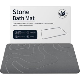 Stone Bath Mats Diatomaceous Earth Shower Mat Non-Slip Super Absorbent Diatomite for Bathroom Floor Quick-Drying Easy to Clean (24''*16'' Grey) - Color: grey
