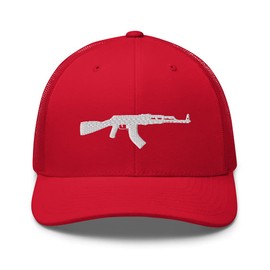 Gunner Gear 2nd Amendment Hat AK-47 2A Hat Trucker Style Yupoong 6606 Cap Red