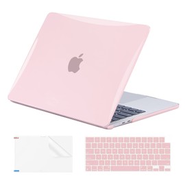 EooCoo Case Compatible with MacBook Air 13 inch M4 2025 2024 2023 2022 M3 M2 A3240 A3113 A2681, Pink Air 13.6" Laptop Hard Shell Case + Keyboard Skin Cover + Screen Protector, Crystal Pink