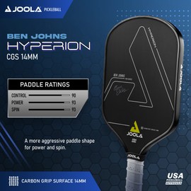 JOOLA Ben Johns Hyperion CGS 14mm Pickleball Paddle - Textured Carbon Grip Surface Technology for Spin & Control with Added Power - Polypropylene Honeycomb Core Pickleball Racket