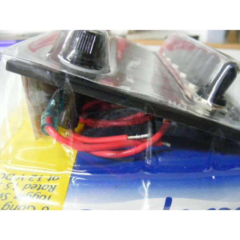 Marpac Toggle Switch Panel-Fuse 15A 12V 6 Gang Black 4.5"