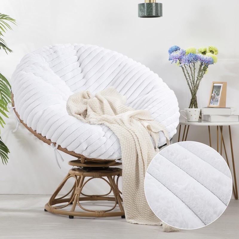 HOMBYS Fluffy Shaggy Cover for Papasan Chair Cushion, Plush Faux