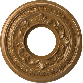 Ekena Millwork CMP10BADVG Baltimore Thermoformed PVC Ceiling Medallion (Fits Canopies up to 4 1/4"), 10"OD x 3 1/2"ID x 3/4"P, Universal Aged Metallic Vintage Gold