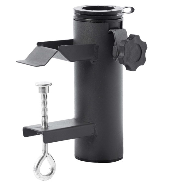 Gardenised Outdoor Weather Resistant Balcony Clamp Umbrella Holder, Black