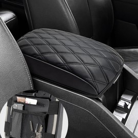 Eaglecover Center Console Cover for 2009-2015 Honda Pilot Accessories, PU Leather Car Armrest Protector, Anti-Scratch (Black)