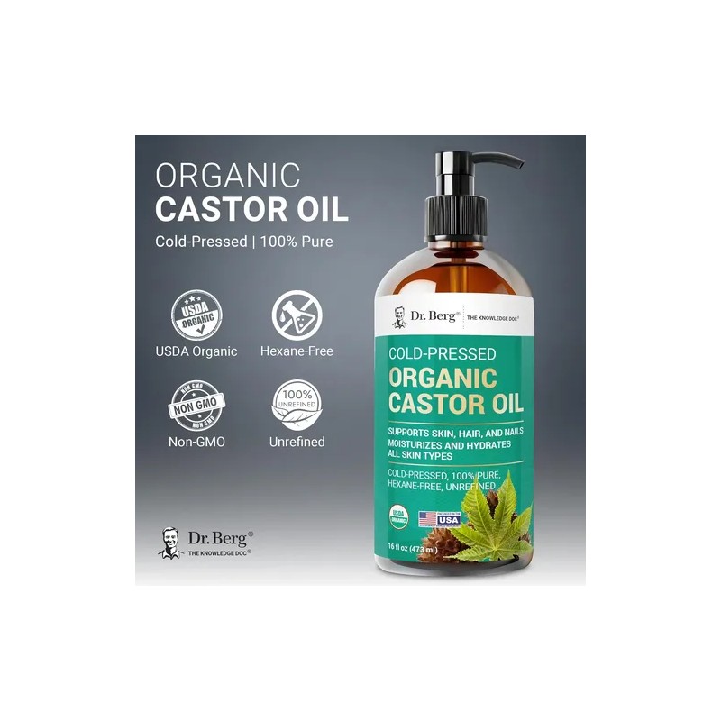 Aceite De Ricino Orgánico Dr. Berg 473 Ml (16 Onzas