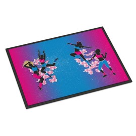 Caroline's Treasures BB5373MAT Hip Hop in Pink Blue Door Mat, Indoor Rug or Outdoor Welcome Mat 18x27 Doormat, 18H X 27W, Multicolor