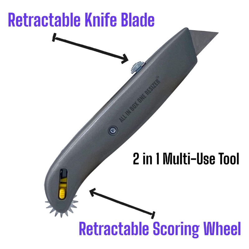 Box Resizer Tool with Scoring Wheel - Utility Knife Cardboard