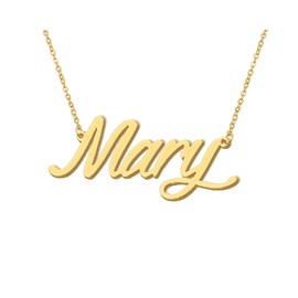 Aoloshow 18k Gold Plated Mary Name Pendant Necklace Womens Nameplate Necklaces Stainless Steel Jewelry for New Mama Family