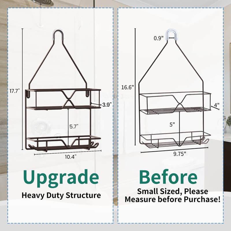 TreeLen Shower Caddy Over Shower Head Hanging Bathroom Caddy for