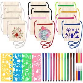 Votoko Children's Fabric Painting Bag, beige, Fabric pockets for painting with zip