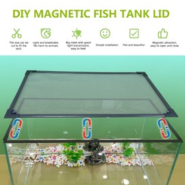 RODENET Magnetic Fish Tank Cover net Size 39 ''X19' ' can be Cut to Any Size, high Transparency, and Anti Jump net Cover (Grey, 39''X19'')