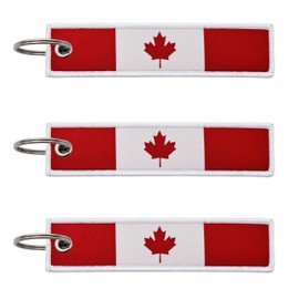 LLBFHH 3 Pcs Canada Canadian Country Flag Keychain,Woven label Key Chains for Car Keys,Fabric Key Chains Men and Women,Used for Various Decorations.