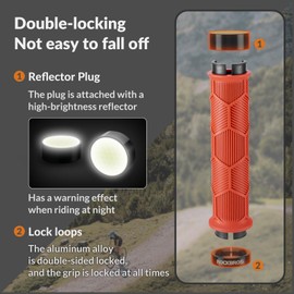 ROCKBROS Bicycle Handlebar Grips Rubber Handlebar Grips Bike Non-slip Ergonomic Bicycle Grips Reflective Aluminium Lock-on Design Grips for 22.2mm
