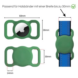 Hundehalsband Halter für AirTag - Hülle GPS Tracker für Haustiere - Silikon Anti-Lost Hund Katze Halsband Schutzhülle Airtags - Klein und Kompakt (Grün)