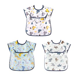 Termichy baberos para bebe, baberos impermeables bebe con mangas, baberos bebe niña, baberos impermeables bebe niño,baberos con bolsillo para 1-3 años (3 Piezas)