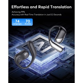 AI Translation Earbuds Real Time, 3-in-1 Translator Earbuds 144 Languages & Accents, Audifonos Traductores Inglés Español,Open Ear Wireless Headphones with Charging Case fit iOS & Android Black