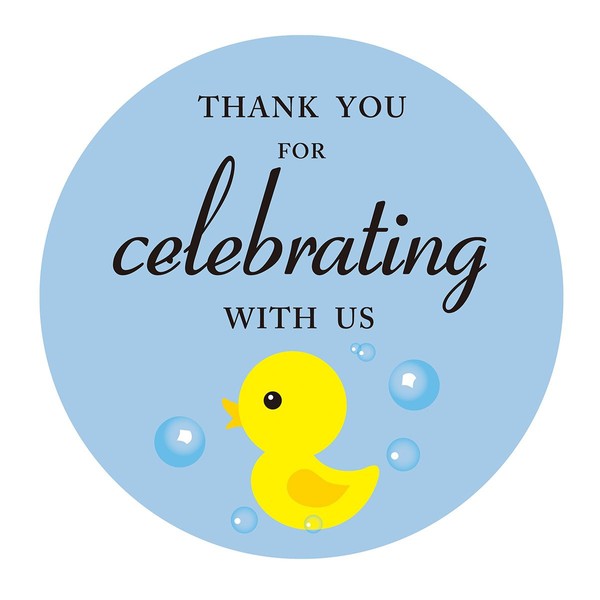 MAGJUCHE Blue Duck Thank You Stickers, Boy Baby Shower or Ducky Themed Birthday Party Favors Sticker Labels, 2 Inch, 40-Pack