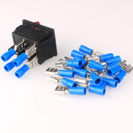 Gebildet 4 x Rocker Switch AC 16A/250V 20A/125V DPST 4 Pins 2 Position Built-in Switch, Red/Green/Yellow/Blue with 16 x Cable Connections Switch