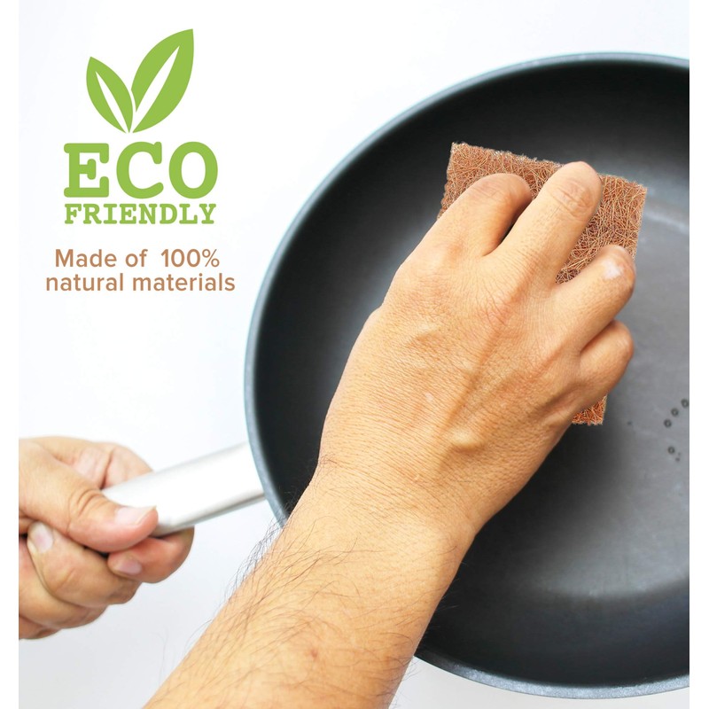 SCRUBIT Natural Scouring Pads (12 Pack) - Eco Friendly Scrubbing