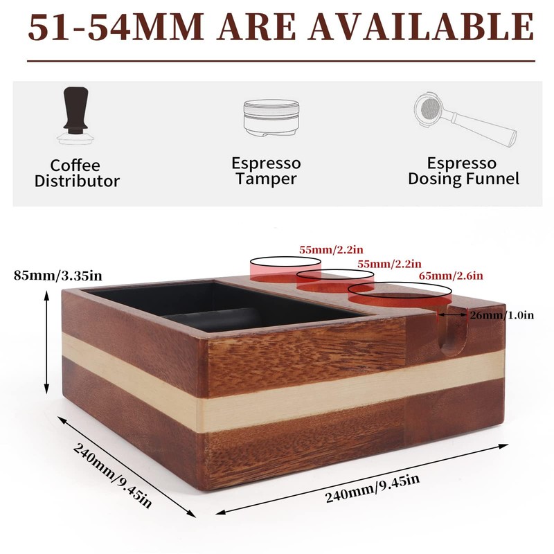 Kmise Natural Walnut Espresso Accessories Organizer Box Fits Espresso Distributor,Tamping