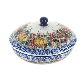 Blue Rose Polish Pottery Harvest Bounty Covered Bowl