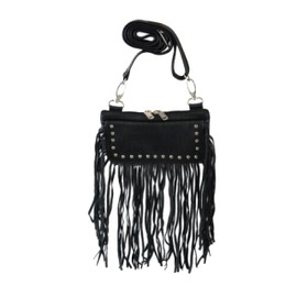 HL80151FRINGE FRINGE Women Leather Hip Clip FRINGE Purse Bag Fringe & Stud Waist Bag Fanny Pack Motorcycle