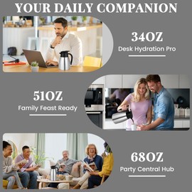 WYHVAND 51 Oz Thermal Coffee Carafe, Stainless Steel Insulated Vacuum coffee crafts to keep coffee hot, 1.5 Liter Tea Water Coffee and Beverage Dispenser (Silver)