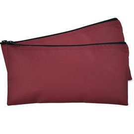 DALIX Bank Bags Money Pouch Securi Deposit Utility Zipper Coin Bag Maroon 2 Pack