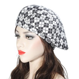 ZLYC Women's Winter Beret French Beret Double Layer Warm Beret, Plaid White