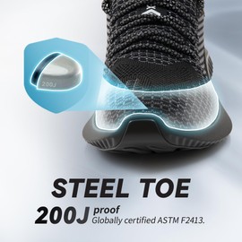 SUADEX Steel Toe Sneakers for Men Women Indestructible Steel Toe Shoes Lightweight Safety Shoes Puncture Proof Work Shoes Composite Toe Shoes