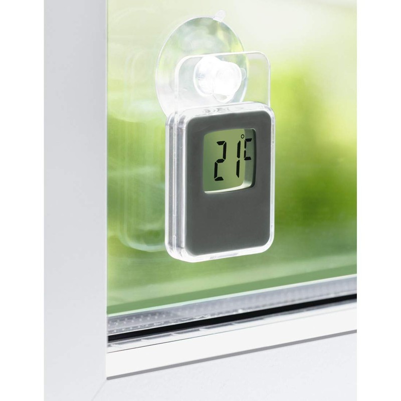 Grey Digital Window Thermometer for Indoor and Outdoor Use 7.5