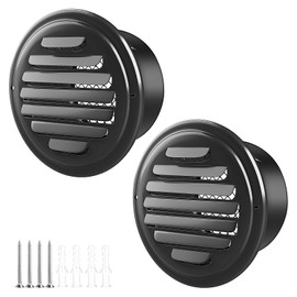 3inch-2pcs 304 Stainless Steel Round Air Vents Cover, piiyoosnn Louvered Grille Cover Vent Flat Ducting Air Vent Wall Inlet with Built-in a Fly Screen Mesh for HVAC Ventilation (3inch-2Pcs)