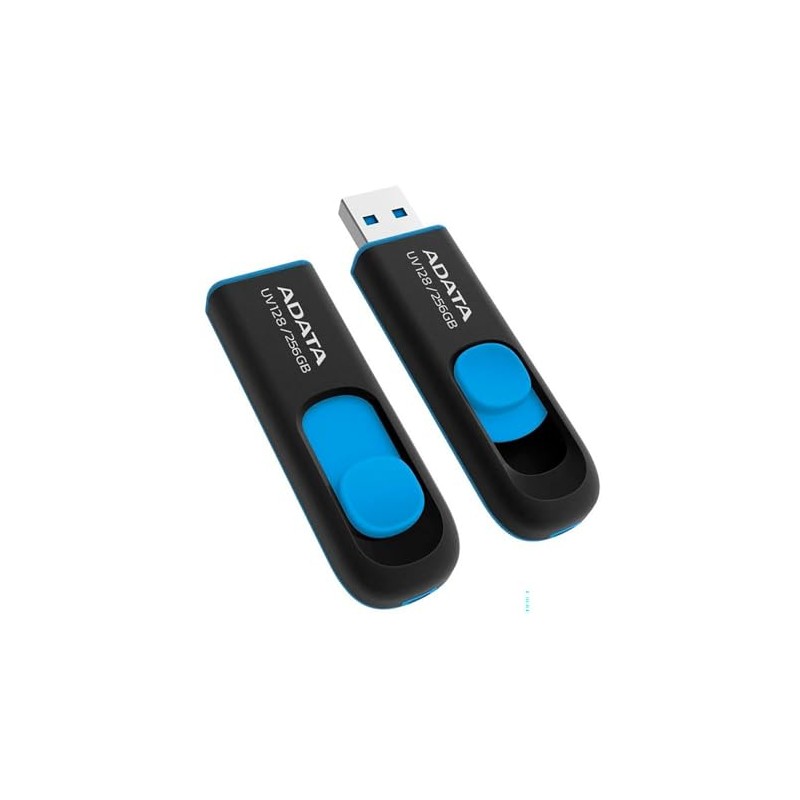 ADATA Memoria Flash UV128 256GB USB 3.0 Negro/Azul (AUV128-256G-RBE)