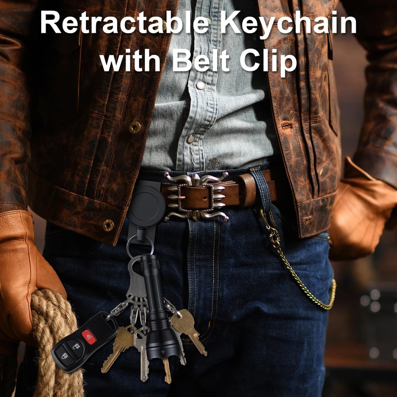 PRETWOYS 2 Pack Heavy Duty Retractable Keychain with Belt Clip,