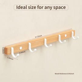 HaiFanWJ Wall Hangers, with Hooks, Metal Wood Hangers, Used as Decorative Hooks for Jackets, Bags, Towels, Hats (White, 6-Hook)
