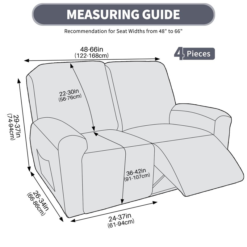 JIVINER Loveseat Recliner Covers, Jacquard 4 Piece Recliner Sofa Cover