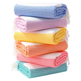 Genovega 6 Packs Oversized Turkish Beach Towel 74"x38" Thin Quick Dry Sand Free Pool Swim Towels Large XL Adult Clearance Blanket Travel Vacation Accessories Essentials Mulite Dot