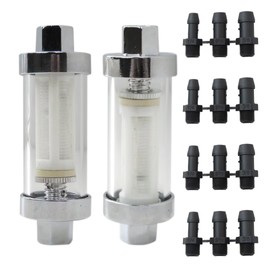 Upgraded 2x Universal 1/4" 5/16" 3/8" Chrome Glass Reusable Washable Inline Fuel Filter for Fuel Petrol Diesel Water Hose Pipe 6/8/10mm