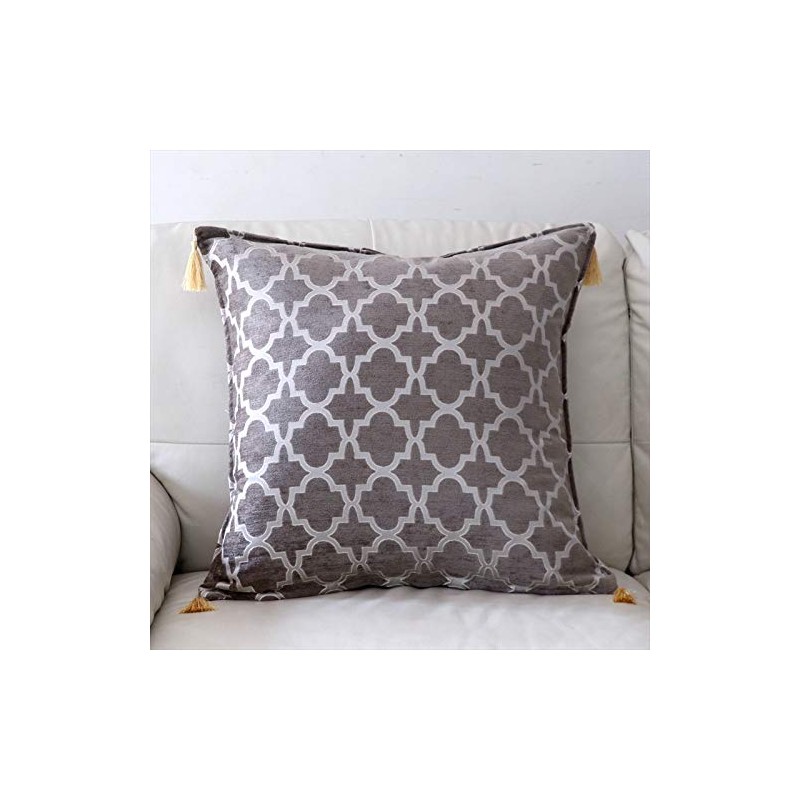 FEZ Fez Cushion Cover Moroccan Design (Argent Grey, 60x60)