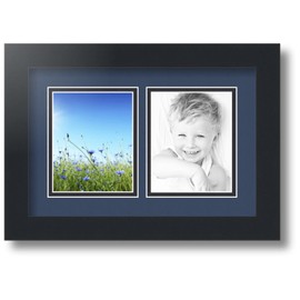 ArtToFrames Collage Photo Frame Double Mat with 2 - 4x5 Openings and Satin Black Frame