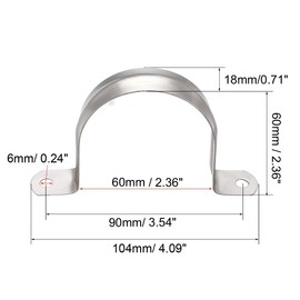 TA-VIGOR 5Pcs Rigid Pipe Straps, 60mm 2 Holes Stainless Steel Tension Tube Clip Clamp, Heavy Duty Conduit Clamps for Pipe Tube Wire Fixing, Laying Plumbing, Electricity, Exhaust