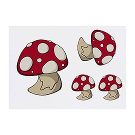 Azeeda 4 x 'Pilz' Temporäre Tattoos - Wasserfest, Hautfreundlich & Ungiftig · Transfers in Verschiedenen Größen (TO00042315)