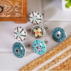 Ajuny Ceramic Knobs for Cabinets Drawers Dresser Cupboard Colorful Decorative Furniture Pulls for Bathroom Kitchen - Multicolor, Set of 12