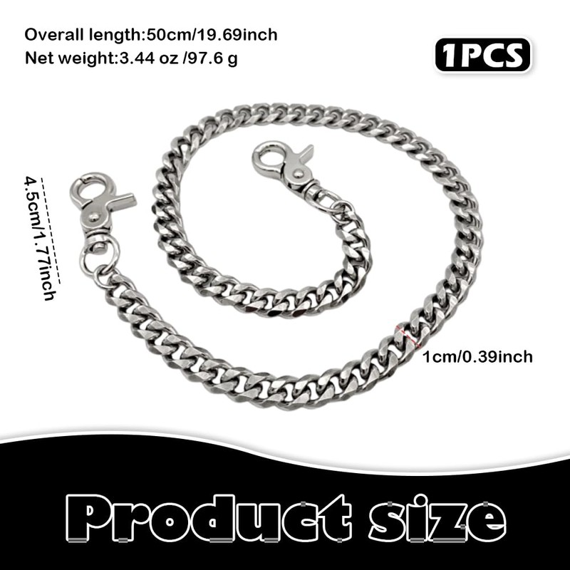 Heavy Duty Metal Waist Chain,key chains for men,Punk Silver Wallet